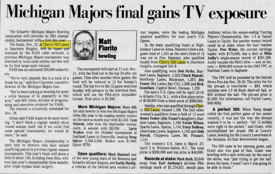 Cherry Hill Lanes - Nov 1987 Article (newer photo)